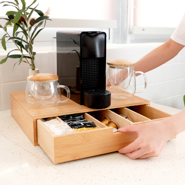 CHAIRO - Laci Bambu Tempat Teh Kopi Cutlery Adjustable Bambu