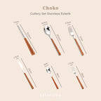 Choko Cutlery SATUAN - Sendok Garpu Pisau Sumpit Stainless Kayu Estetik