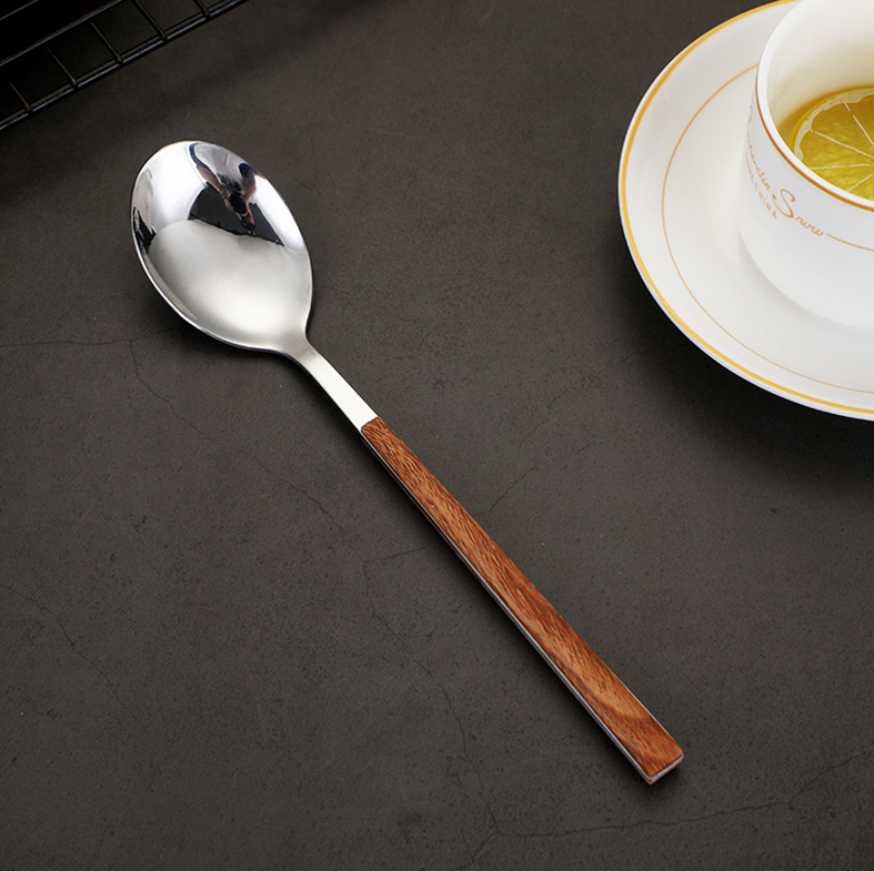 CHOKO CUTLERY SET - Sendok Garpu Pisau Sumpit Stainless Kayu Isi 6