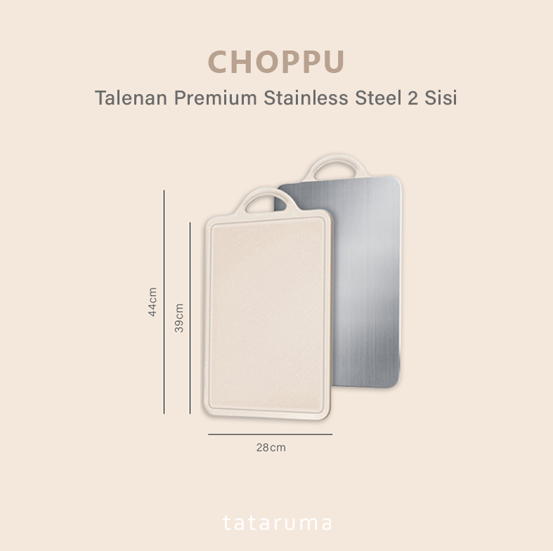 CHOPPU BIG - Talenan Premium Stainless Steel 304 Cutting Board 2 Sisi Anti Bakteri Jamur