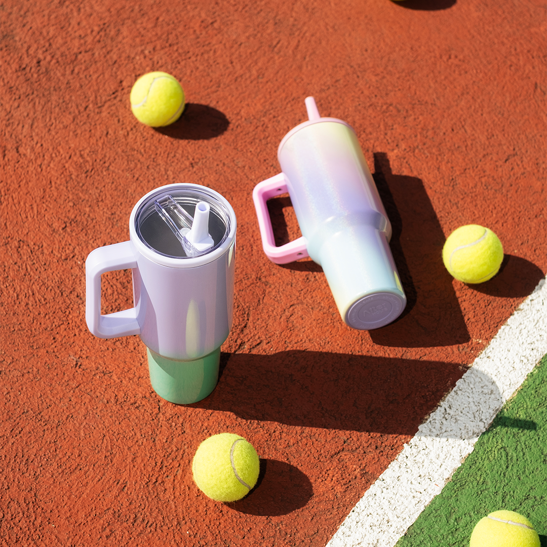 DARLIN - Tumbler Hologram Sporty Pastel Jumbo 1200ml SS 304 Vakum Double Insulated dengan Handle Tahan Dingin 24 Jam Panas 12 Jam Grafir Nama Engrave