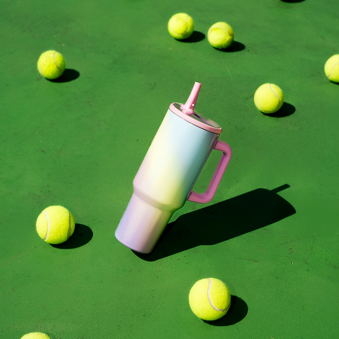 DARLIN - Tumbler Hologram Sporty Pastel Jumbo 1200ml SS 304 Vakum Double Insulated dengan Handle Tahan Dingin 24 Jam Panas 12 Jam Grafir Nama Engrave