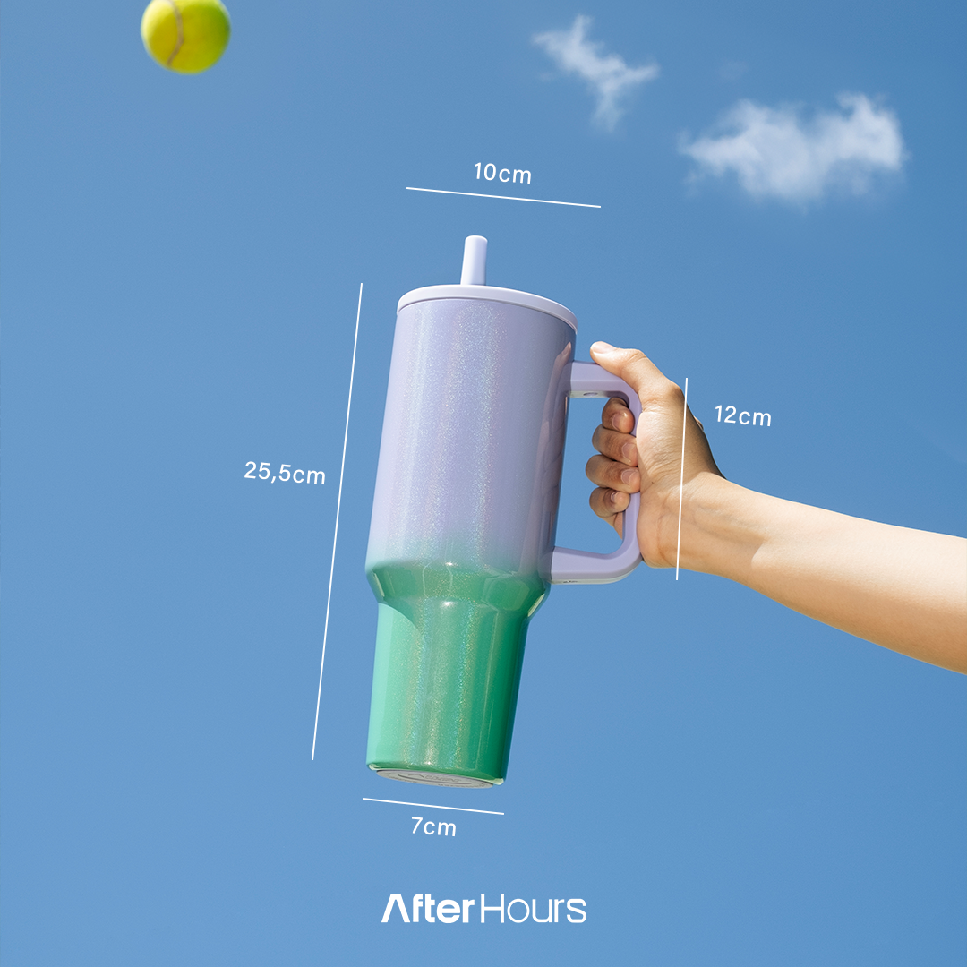 DARLIN - Tumbler Hologram Sporty Pastel Jumbo 1200ml SS 304 Vakum Double Insulated dengan Handle Tahan Dingin 24 Jam Panas 12 Jam Grafir Nama Engrave