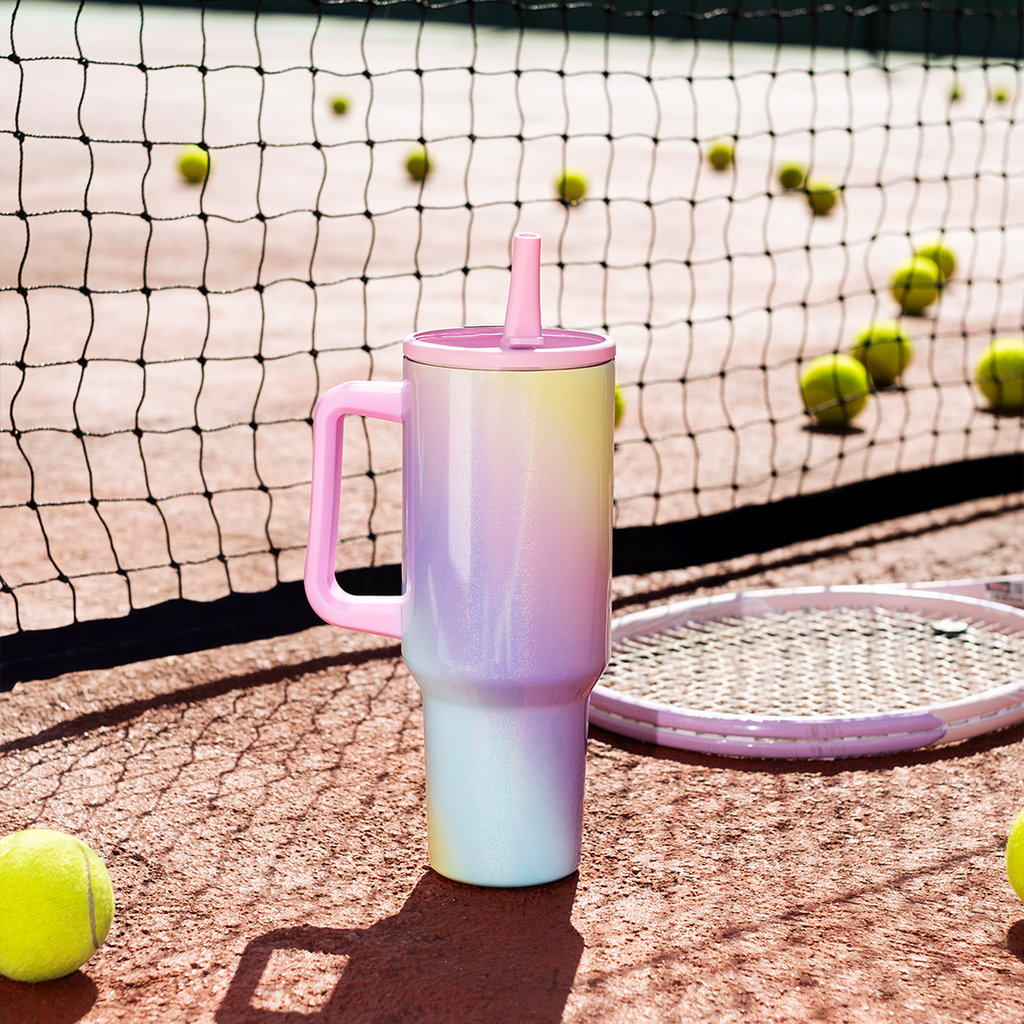 DARLIN - Tumbler Hologram Sporty Pastel Jumbo 1200ml SS 304 Vakum Double Insulated dengan Handle Tahan Dingin 24 Jam Panas 12 Jam Grafir Nama Engrave