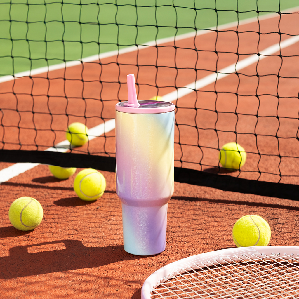 DARLIN - Tumbler Hologram Sporty Pastel Jumbo 1200ml SS 304 Vakum Double Insulated dengan Handle Tahan Dingin 24 Jam Panas 12 Jam Grafir Nama Engrave