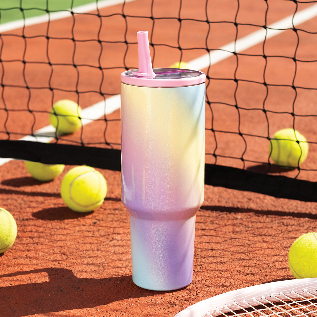 DARLIN - Tumbler Hologram Sporty Pastel Jumbo 1200ml SS 304 Vakum Double Insulated dengan Handle Tahan Dingin 24 Jam Panas 12 Jam Grafir Nama Engrave