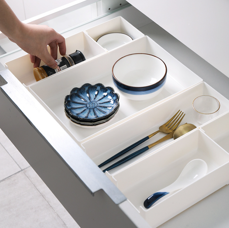 DASHI WHITE BUNDLING - Drawer Organizer Kotak Penyimpanan Sekat Divider Laci
