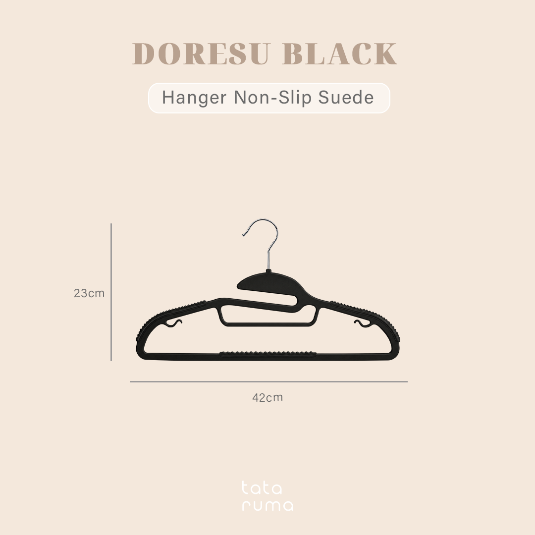 DORESU isi 10pcs - Gantungan Baju Hanger Non-slip Hitam Abu Anti Melorot Licin - 1