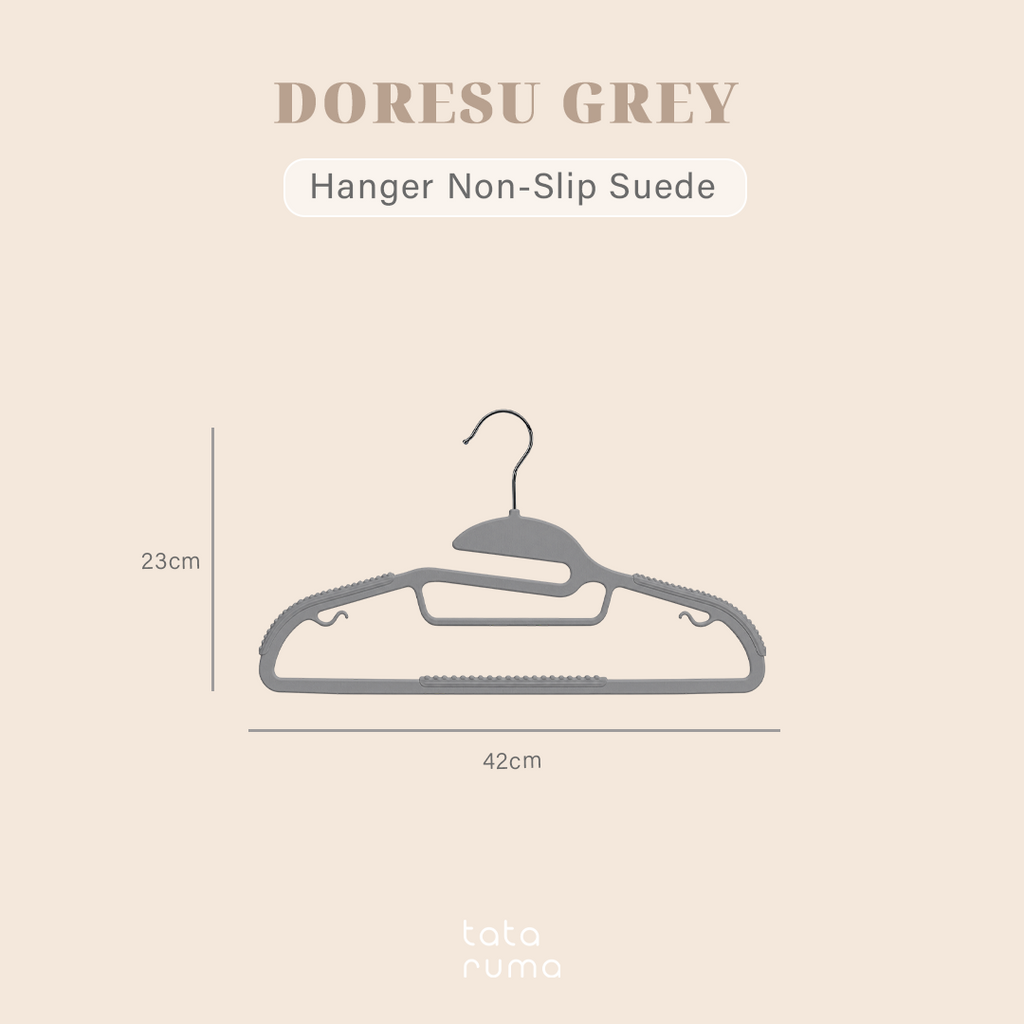 DORESU isi 10pcs - Gantungan Baju Hanger Non-slip Hitam Abu Anti Melorot Licin - 1