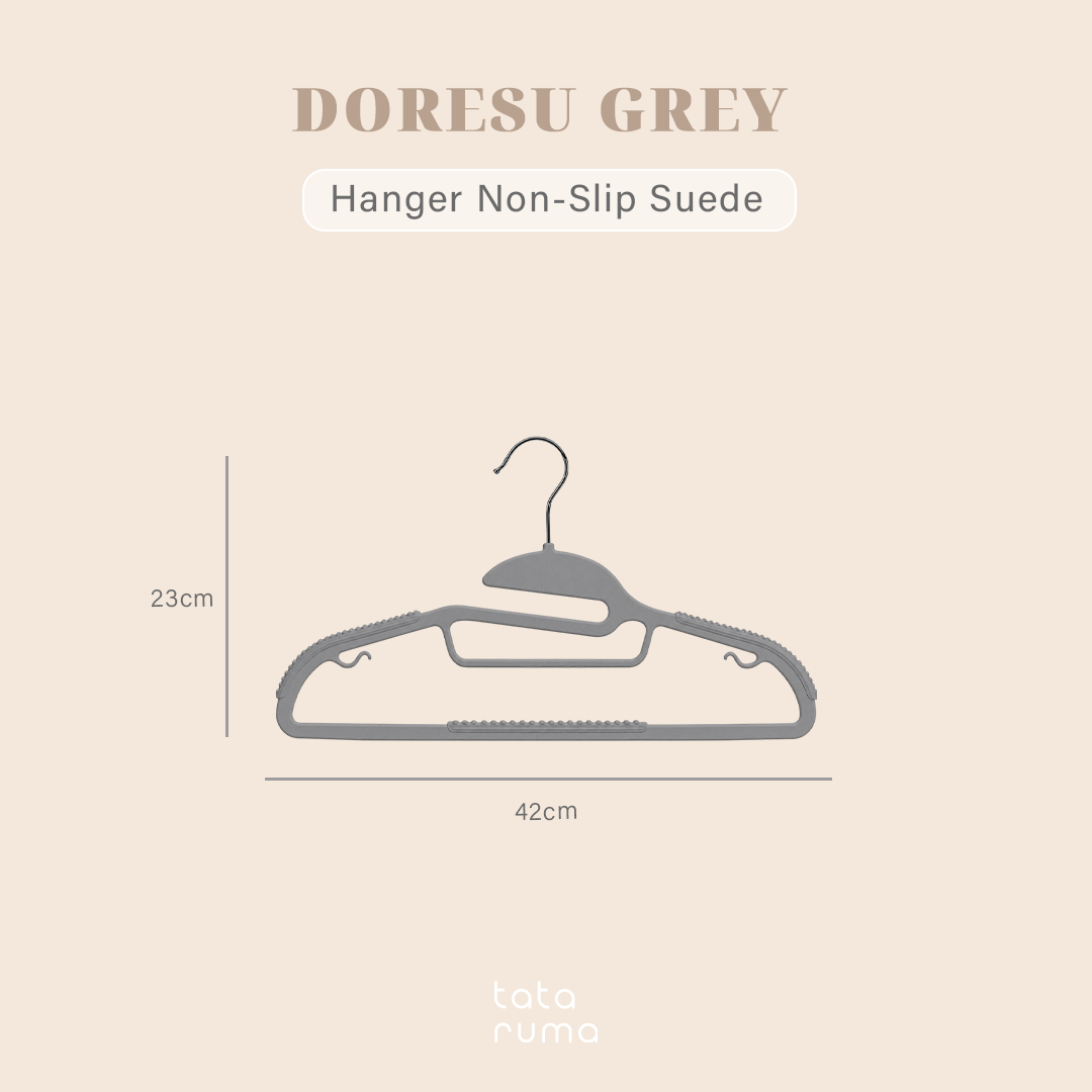 DORESU isi 10pcs - Gantungan Baju Hanger Non-slip Hitam Abu Anti Melorot Licin - 1