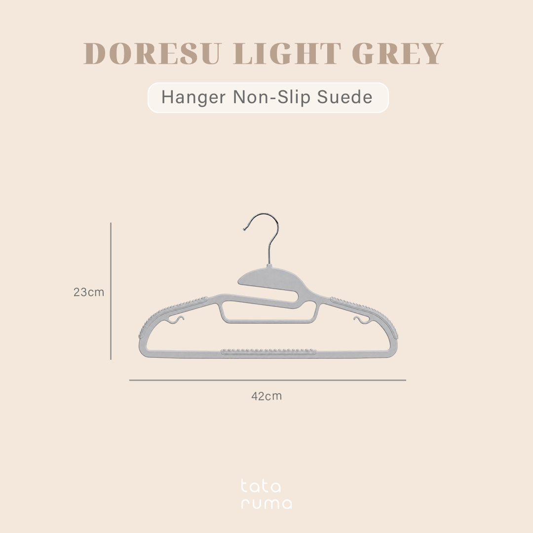 DORESU isi 10pcs - Gantungan Baju Hanger Non-slip Hitam Abu Anti Melorot Licin - 1