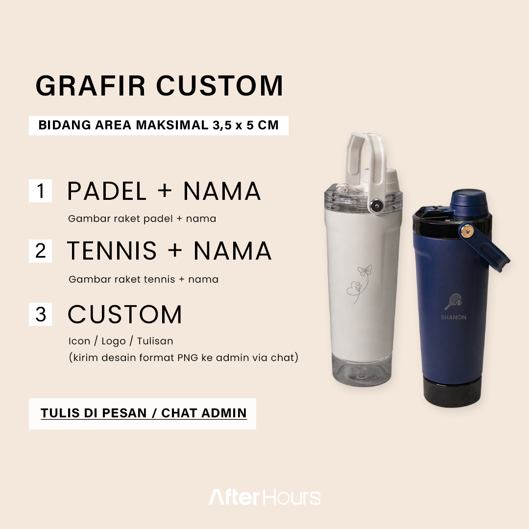 FITZY - Protein Shaker Stainless 304 Kedap Antibocor 500ml Tahan Panas 12 Jam Dingin 24 Jam Botol Steel Vacuum AFTER HOURS