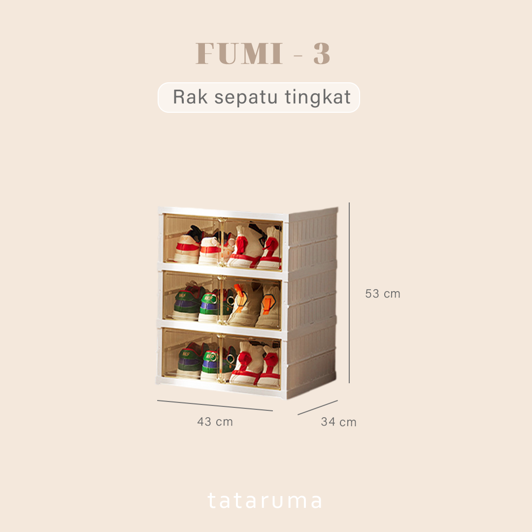 FUMI - Rak Sepatu Susun Tingkat Jumbo Lipat Tutup Magnet