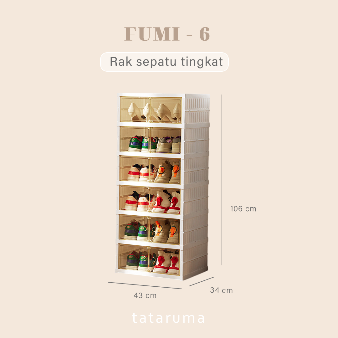 FUMI - Rak Sepatu Susun Tingkat Jumbo Lipat Tutup Magnet