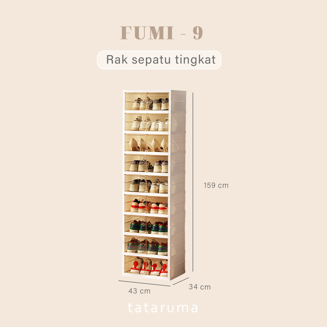 FUMI - Rak Sepatu Susun Tingkat Jumbo Lipat Tutup Magnet