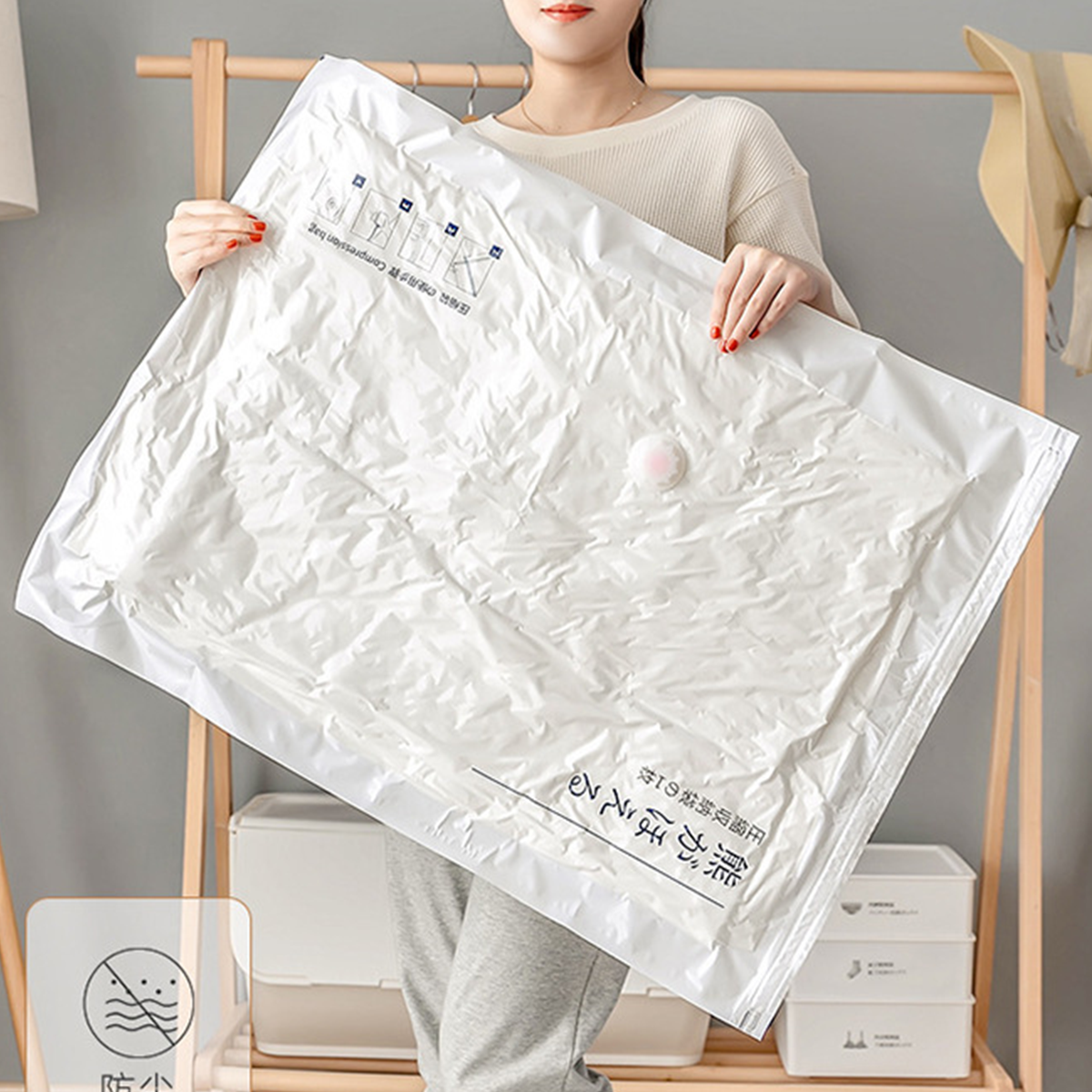 FUYO - Plastik Vakum Kompresi Pakaian Selimut Coat Travel Packing Anti Air