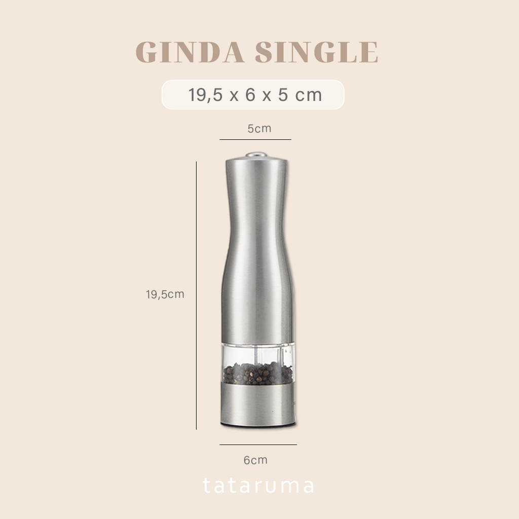 GINDA - Grinder Penggiling Otomatis Elektrik Lada Hitam Garam Salt Pepper Stainless Steel