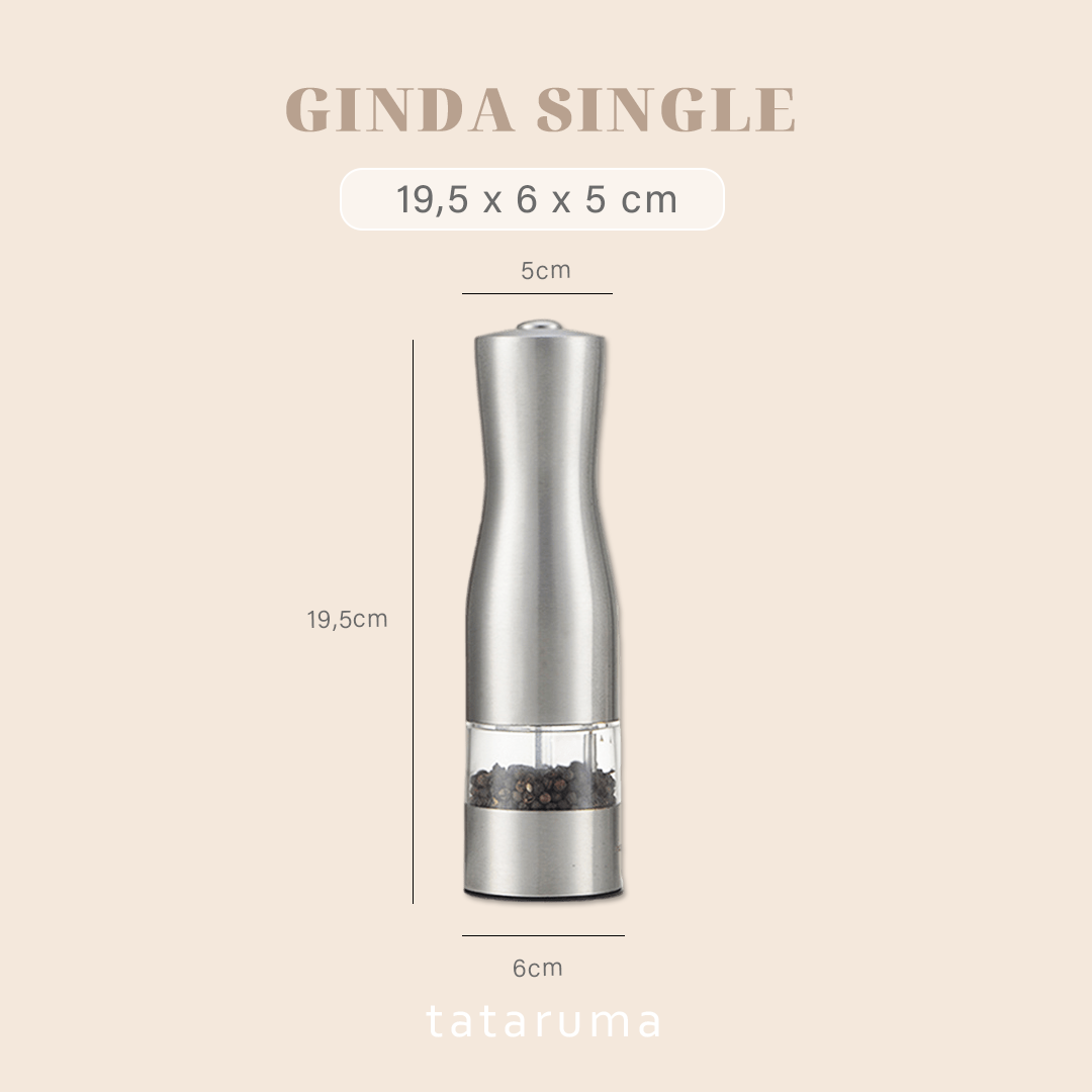GINDA - Grinder Penggiling Otomatis Elektrik Lada Hitam Garam Salt Pepper Stainless Steel