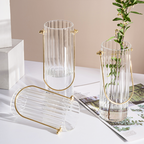 HANA - Vas Bunga Transparan Estetik Ringan Handle Gold