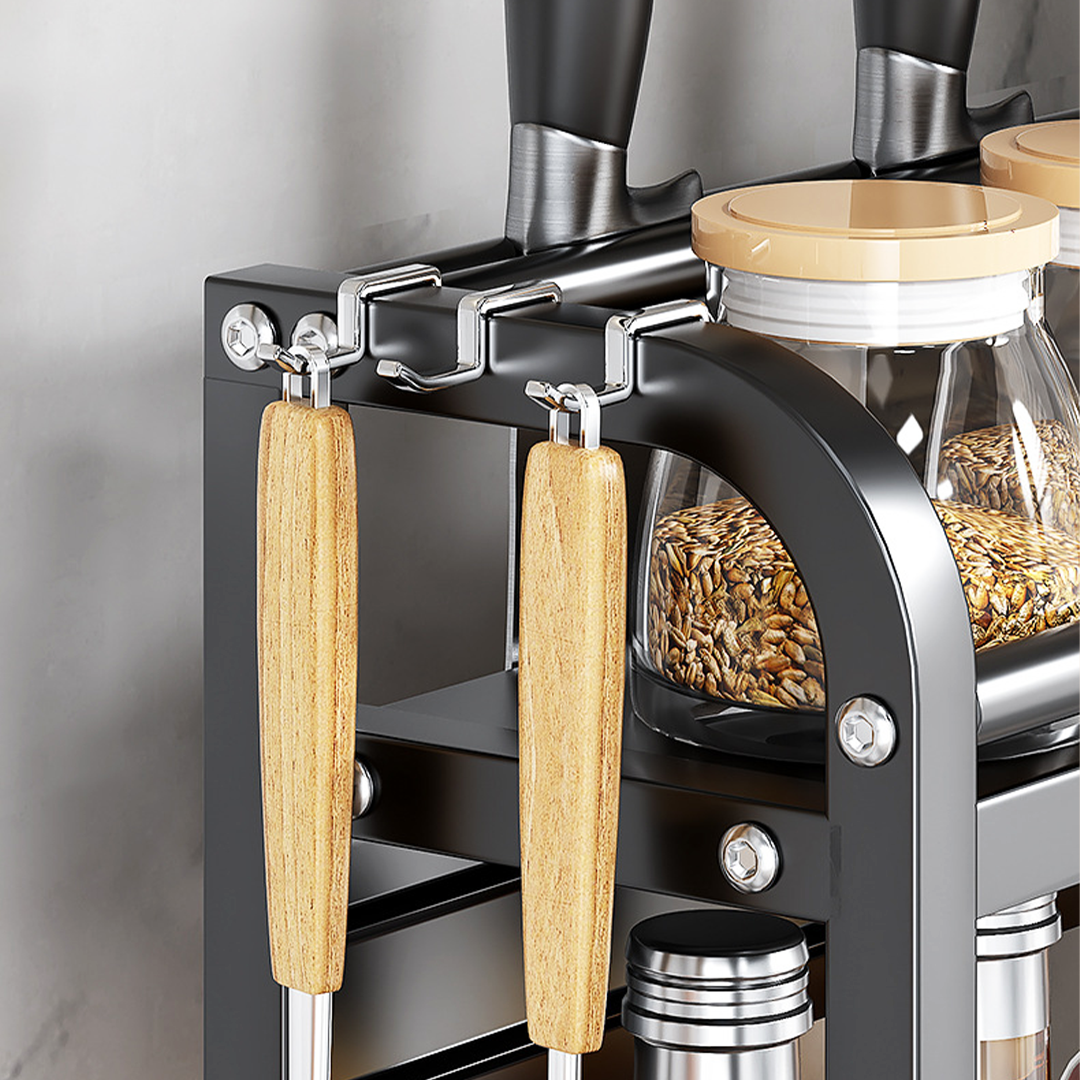HOZAN  - Rak Dapur Tingkat Multifungsi Kitchen Rack Susun Bumbu Pisau Talenan Display