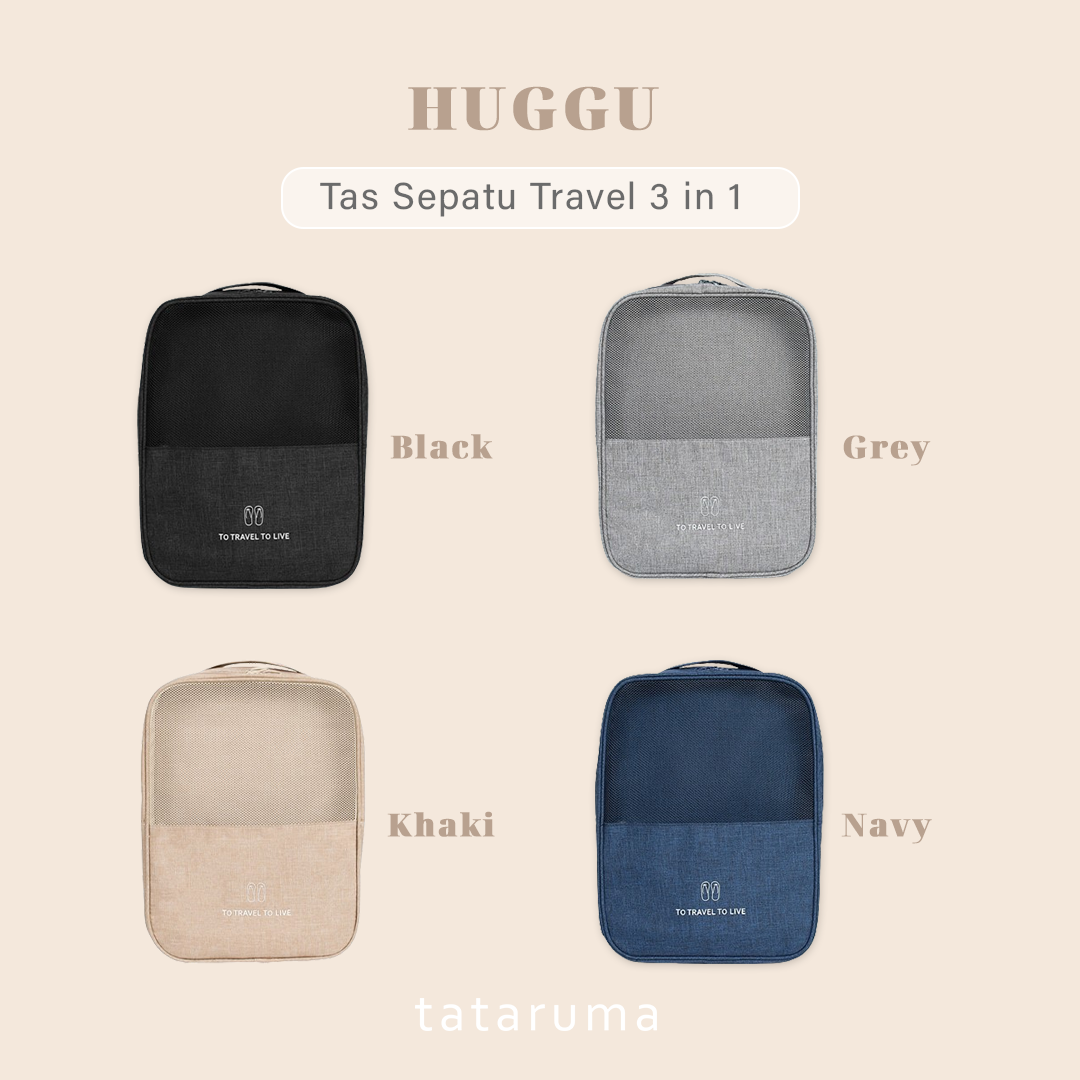 HUGGU - Tas Sepatu 3 in 1 Travel Tahan Air Waterproof