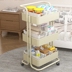 IDOKU - Troli Beroda 3 Tingkat Serbaguna dengan Handle Rak Trolley