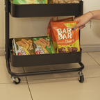 IDOKU - Troli Beroda 3 Tingkat Serbaguna dengan Handle Rak Trolley