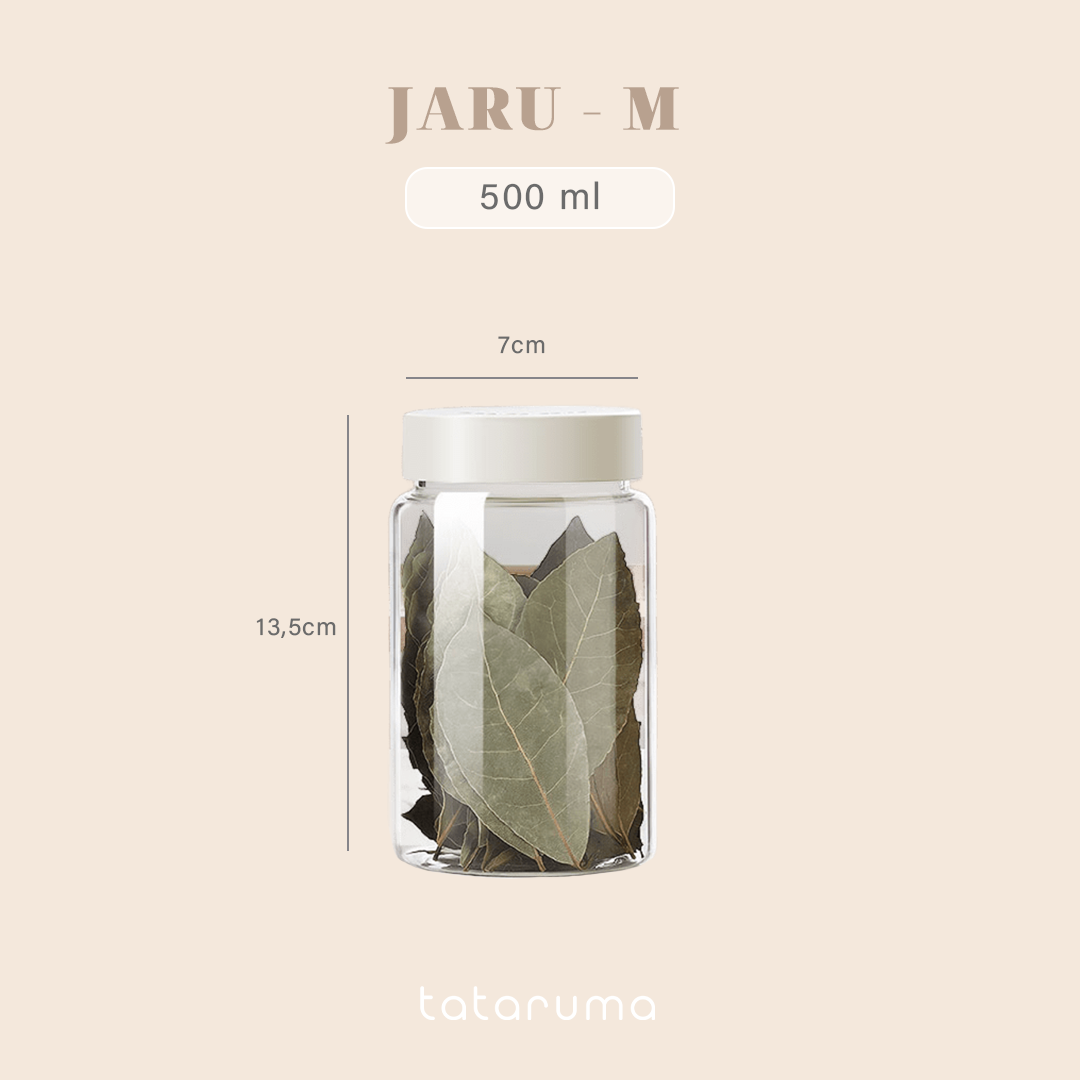 JARU - Jar Kaca Borosilikat Food Grade Tempat Bumbu Rempah Kopi Gula Teh Kaca Kedap Udara Free Sticker