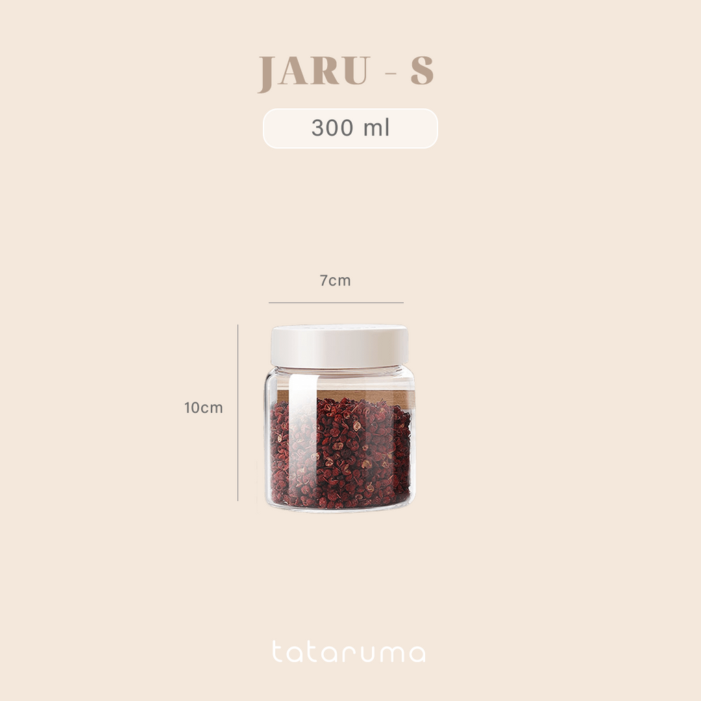 JARU - Jar Kaca Borosilikat Food Grade Tempat Bumbu Rempah Kopi Gula Teh Kaca Kedap Udara Free Sticker