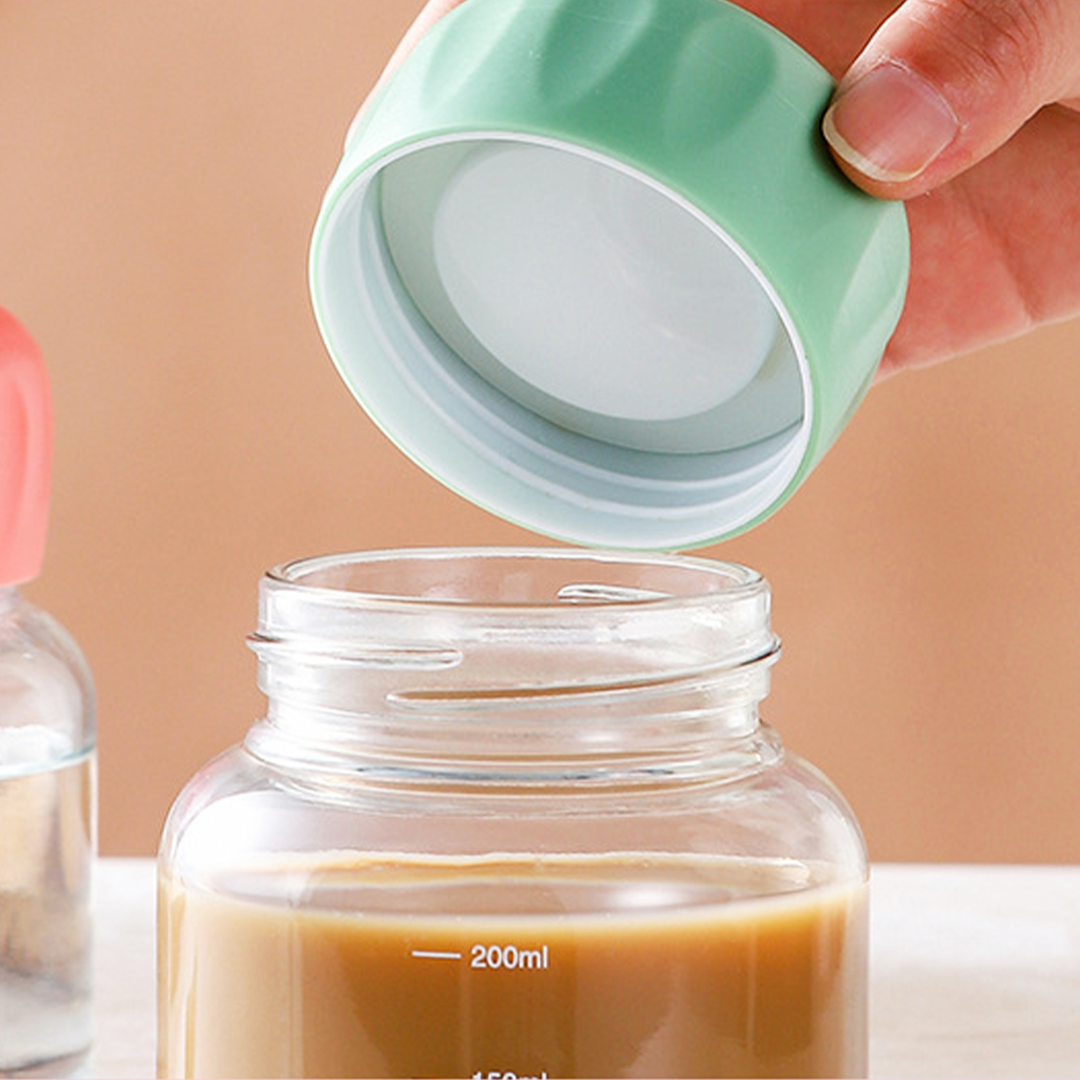 TATARUMA Jusu - Botol Minum Kaca Mini Jus Kopi Teh Panas Dingin Tebal Kedap Anti Bocor 350ml