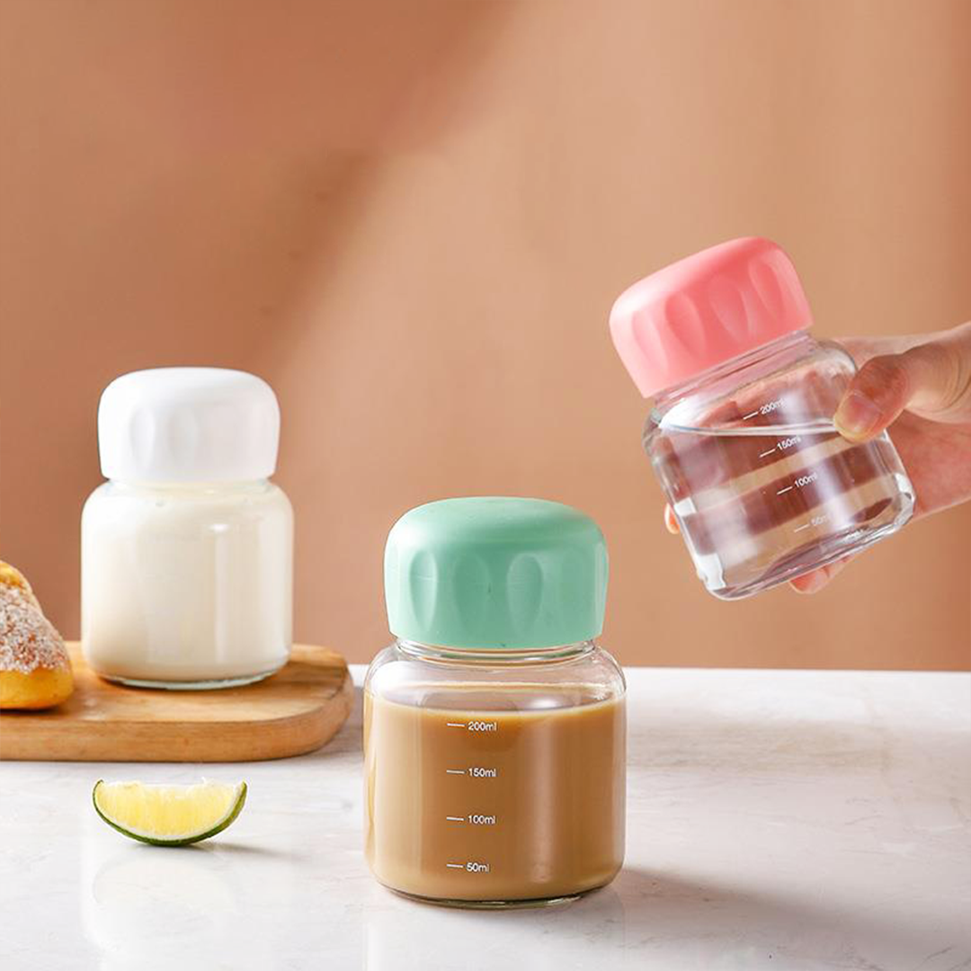 TATARUMA Jusu - Botol Minum Kaca Mini Jus Kopi Teh Panas Dingin Tebal Kedap Anti Bocor 350ml