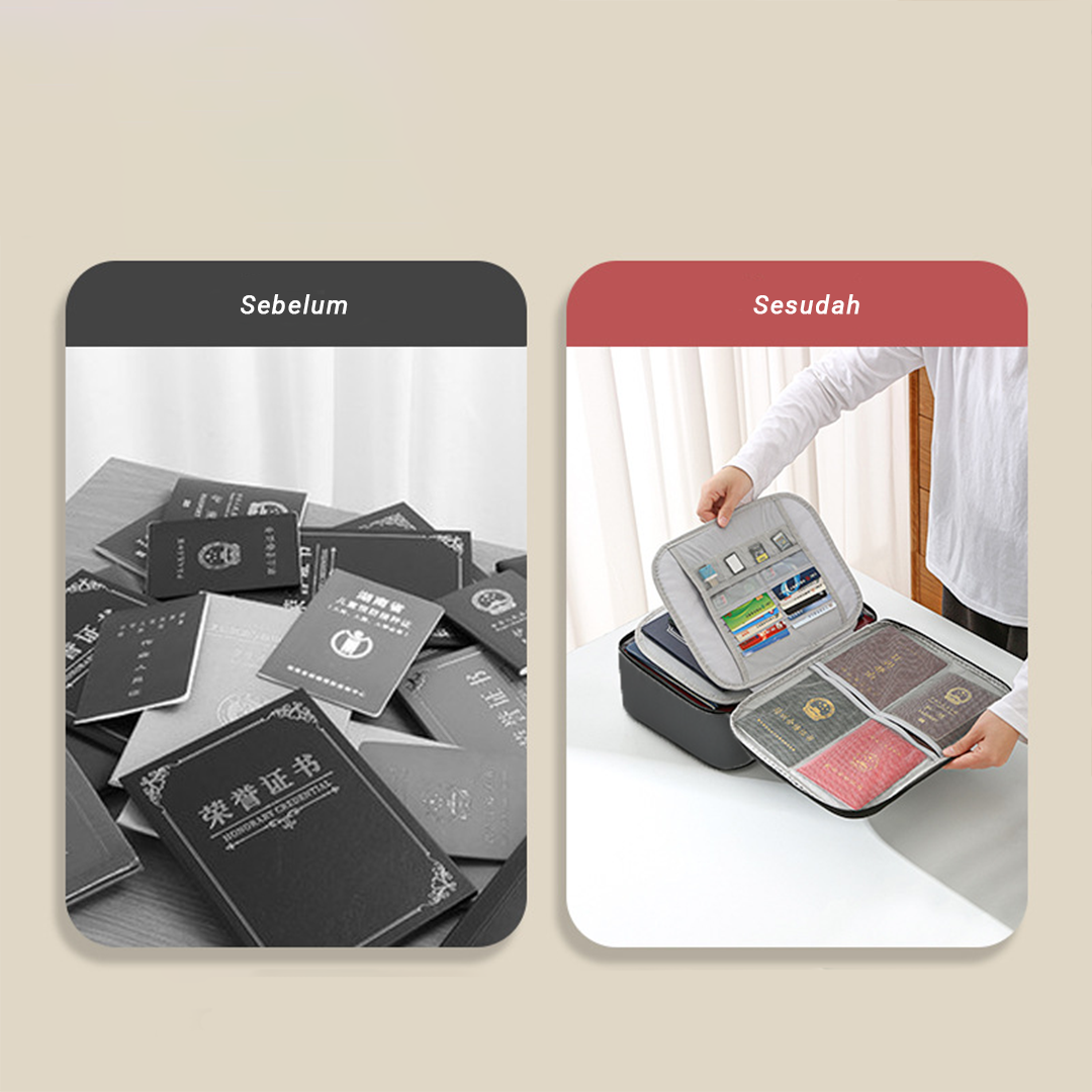 KASAI - Tas Dokumen Paspor Sertifikat Berkas Tahan Api & Air