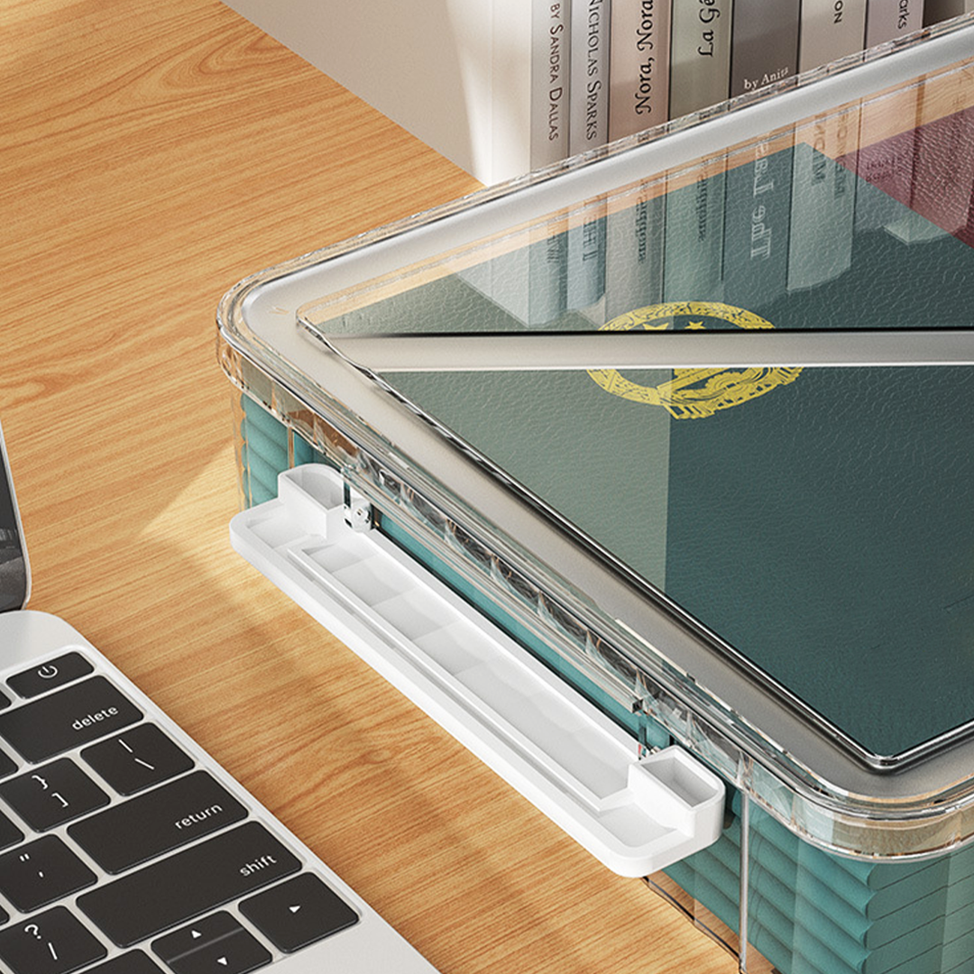 KEIJO - Kotak Penyimpanan Dokumen dengan Tutup Serbaguna File Box Tray Transparan