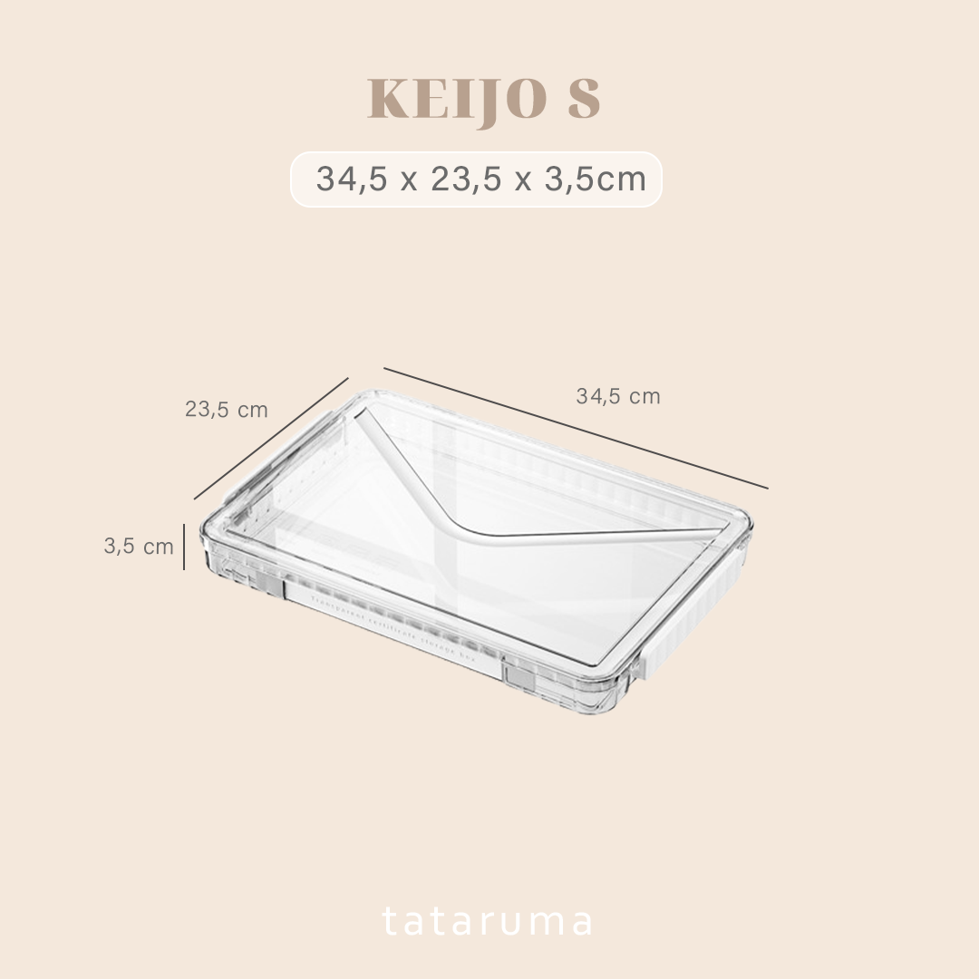 KEIJO - Kotak Penyimpanan Dokumen dengan Tutup Serbaguna File Box Tray Transparan
