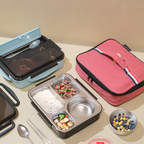KIZZU - Lunch Box Stainless 304 Sekat Kotak Bekal dengan Alat Makan