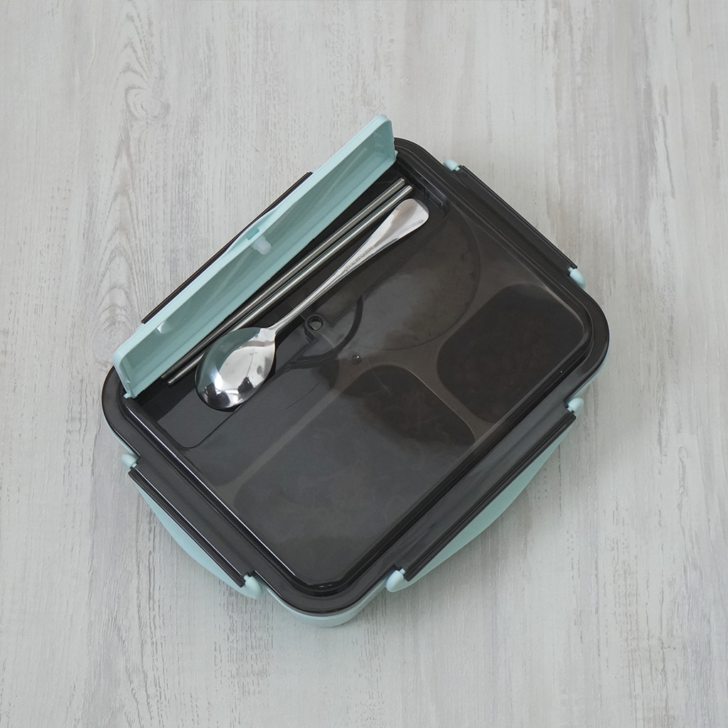 KIZZU - Lunch Box Stainless 304 Sekat Kotak Bekal dengan Alat Makan