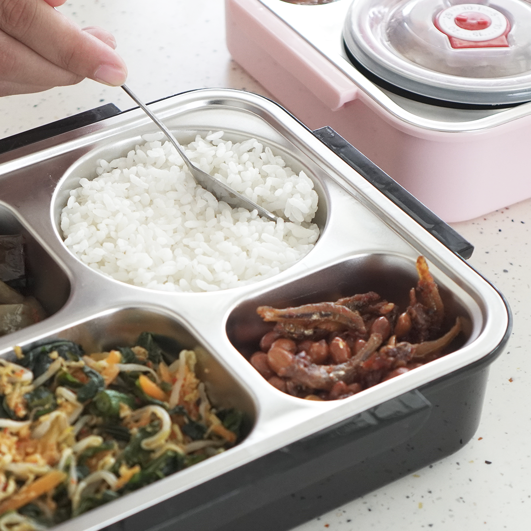 KIZZU - Lunch Box Stainless 304 Sekat Kotak Bekal dengan Alat Makan