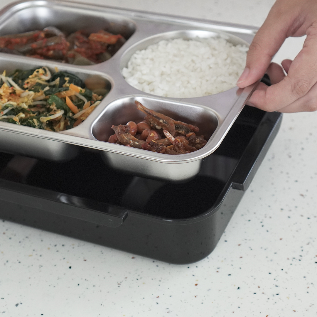 KIZZU - Lunch Box Stainless 304 Sekat Kotak Bekal dengan Alat Makan
