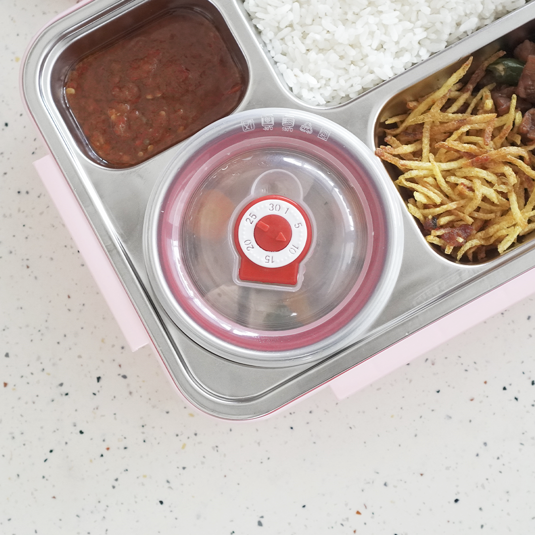 KIZZU - Lunch Box Stainless 304 Sekat Kotak Bekal dengan Alat Makan