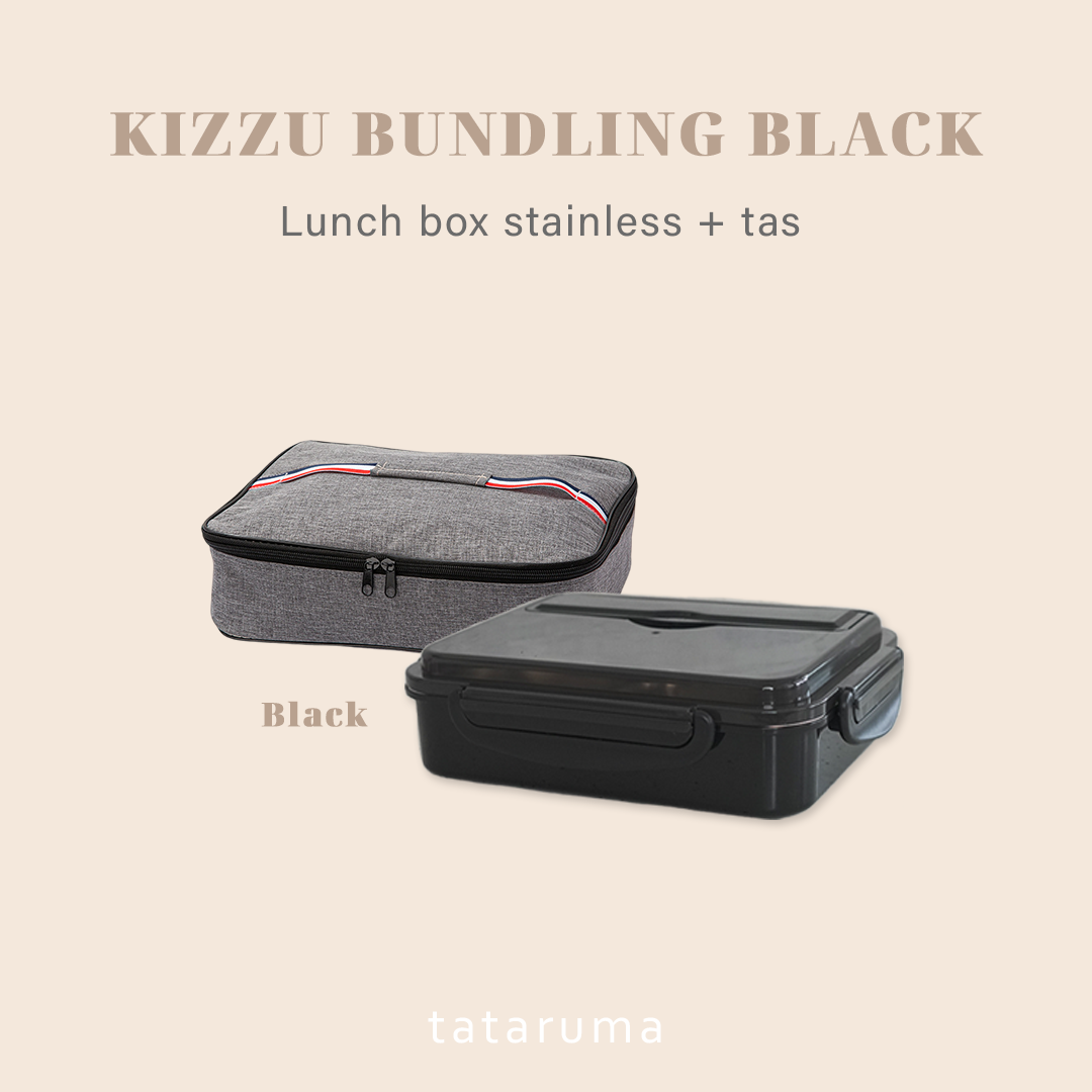 KIZZU - Lunch Box Stainless 304 Sekat Kotak Bekal dengan Alat Makan