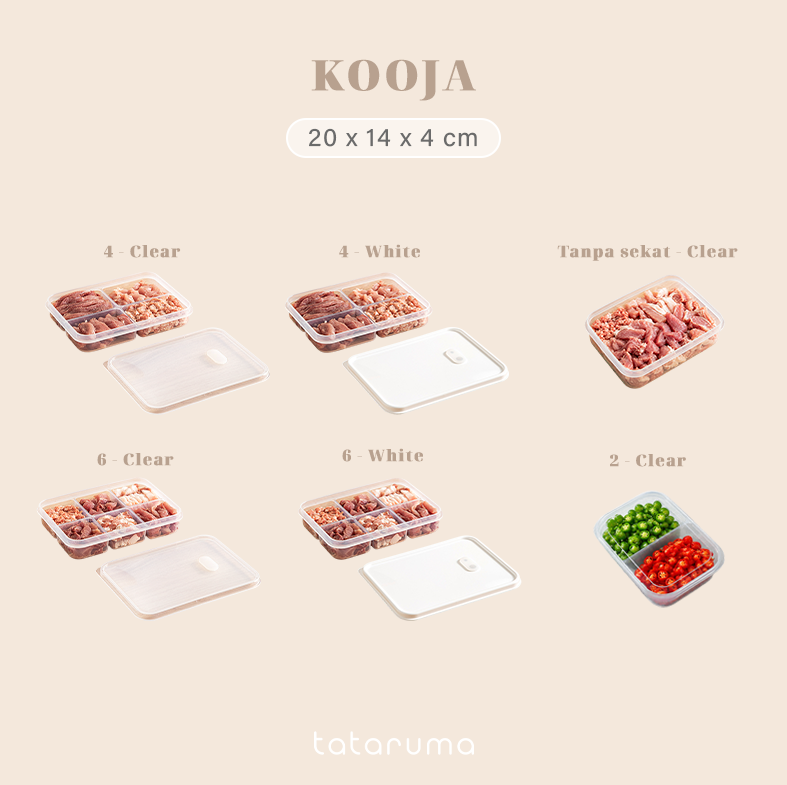 KOOJA - Food Prep Organizer Container Penyimpanan Makanan Daging Bumbu Dapur Dalam Kulkas Bersekat