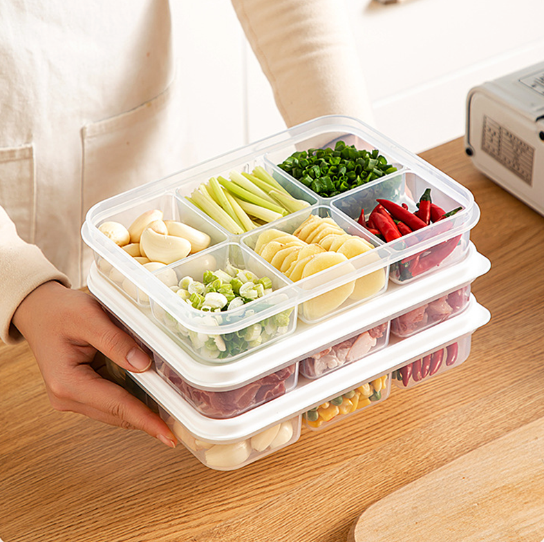 KOOJA - Food Prep Organizer Container Penyimpanan Makanan Daging Bumbu Dapur Dalam Kulkas Bersekat