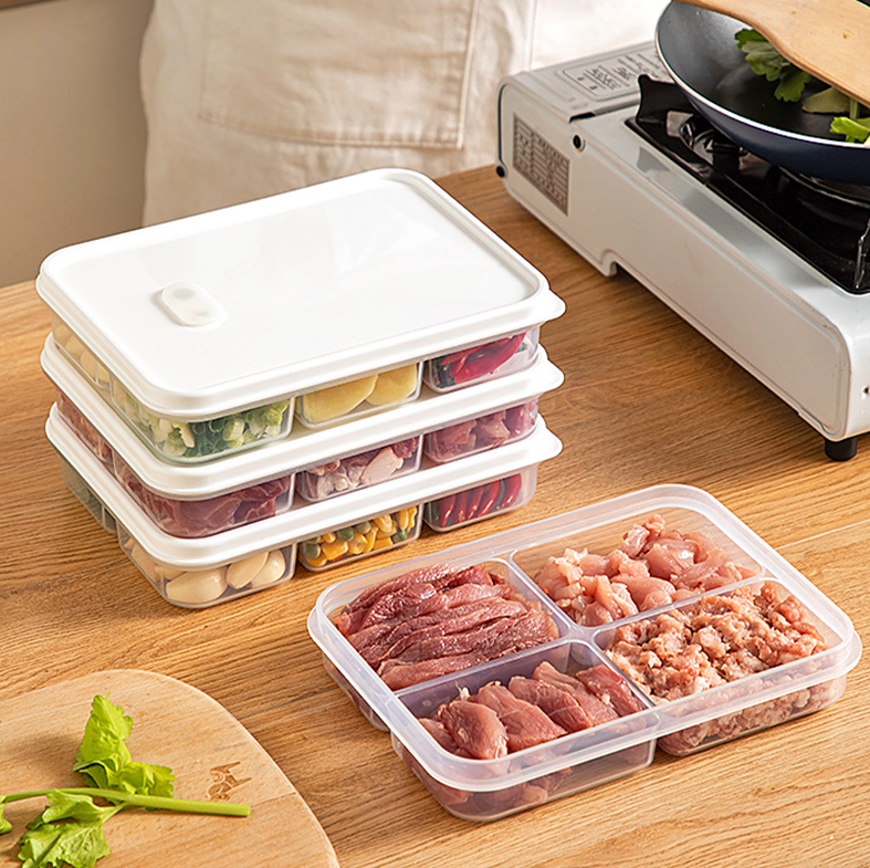 KOOJA - Food Prep Organizer Container Penyimpanan Makanan Daging Bumbu Dapur Dalam Kulkas Bersekat