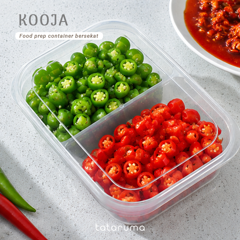 KOOJA - Food Prep Organizer Container Penyimpanan Makanan Daging Bumbu Dapur Dalam Kulkas Bersekat