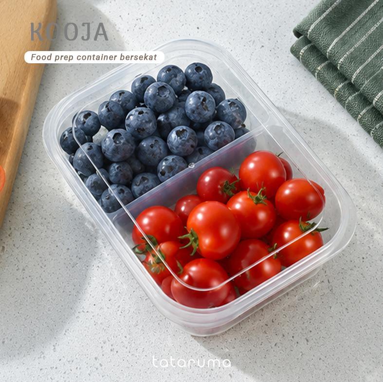 KOOJA - Food Prep Organizer Container Penyimpanan Makanan Daging Bumbu Dapur Dalam Kulkas Bersekat