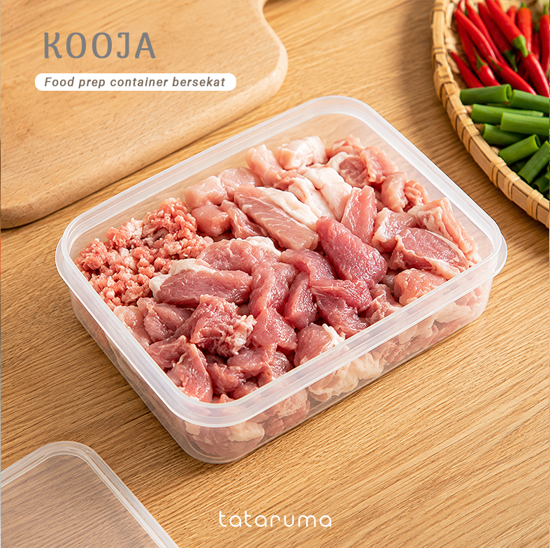 KOOJA - Food Prep Organizer Container Penyimpanan Makanan Daging Bumbu Dapur Dalam Kulkas Bersekat
