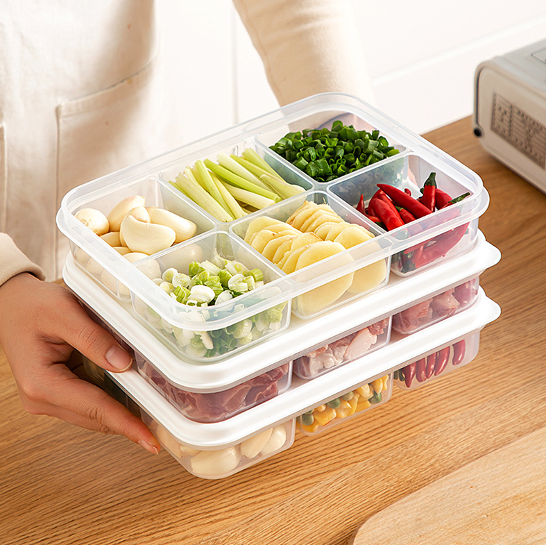 KOOJA - Food Prep Organizer Container Penyimpanan Makanan Daging Bumbu Dapur Dalam Kulkas Bersekat