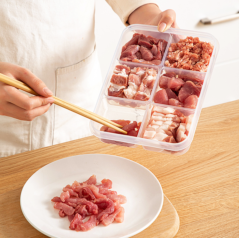 KOOJA - Food Prep Organizer Container Penyimpanan Makanan Daging Bumbu Dapur Dalam Kulkas Bersekat