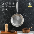 KOOK TEXTURA Fry Pan 20cm Tri-ply Fully Clad Textured Stainless Steel 18/10 Zero Coating SUS 304 Interior 403 Exterior Non-toxic PFOA PTFE Free Grafir Nama Engrave Gift Housewarming Wedding Birthday Hampers
