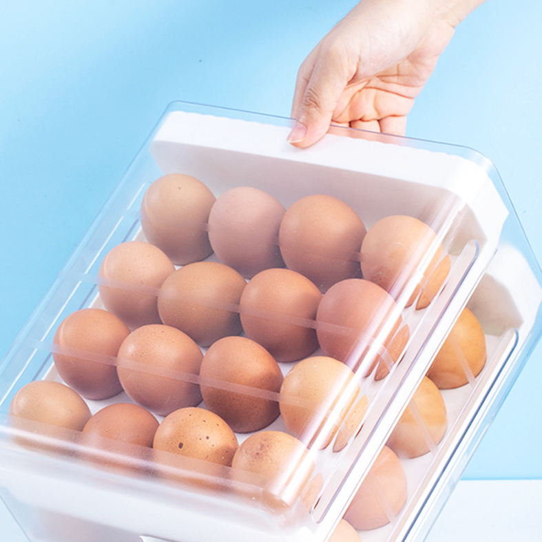KORUMI - Laci Kotak Food Storage 2 Tingkat Dengan Saringan atau Tempat Telur